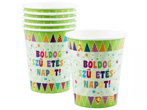 Boldog szülinapot papír pohár 6 darabos - 250 ml