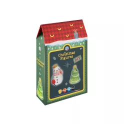   Karácsonyi figurafestő, 7 cm, 2 db, 2 féle (hóember+rénszarvas, Mikulás+karácsonyfa)
