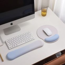   Csuklótámasz és ergonomikus egérpad szett, bordó színben, kényelmes irodai használathoz