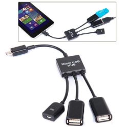   3 az 1-ben Micro USB HUB Dupla USB 2.0 OTG Adapter Okostelefonokhoz és Táblagépekhez