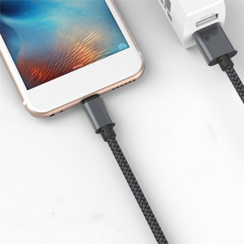 Extra strapabíró 1 méteres Lightning Iphone gyorstöltő és USB adatkábel -  Rose Gold