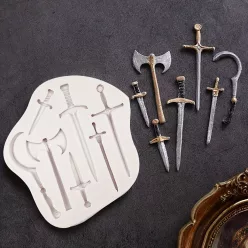   Kard Szilikon Formák, Fegyver Fejsze Fondant Forma Torták Díszítéséhez