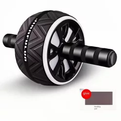   1db Otthoni Fitnesz Hasizom Gyakorló Kerék - Hordozható Mag Erősítő Piros & Fekete Fogantyúkkal, Tartós PP Anyag Has- és Mellizom Edzéshez, Felsőtest Edzéshez Fekete