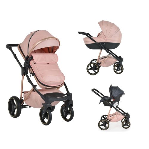 Moni Florence 3in1 babakocsi szett rosegold vázzal pink