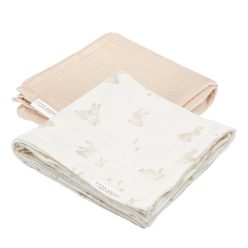   Little Dutch muszlin textilpelenka 70x70 cm (2 db) - Baby Bunny/Beige