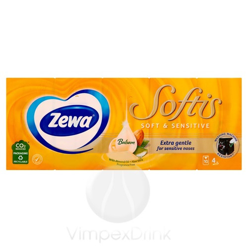 Zewa Softis 4 rétegű papírzsebkendő Soft&Sensitive 10x9