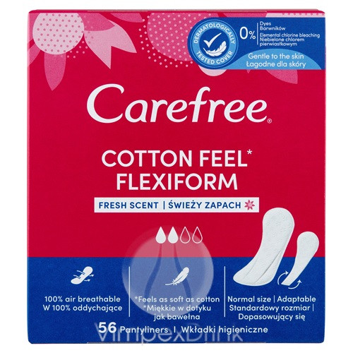 Carefree tisztasági betét Cotton Flexiform Fresh 56db