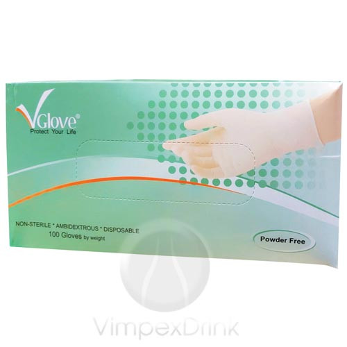 Vglove Latex vizsgálókesztyű púdermentes M 100db