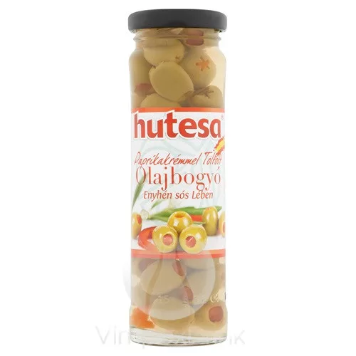 HUTESA Olajbogyó - zöld, paprikával töltött üveges 140g/60g