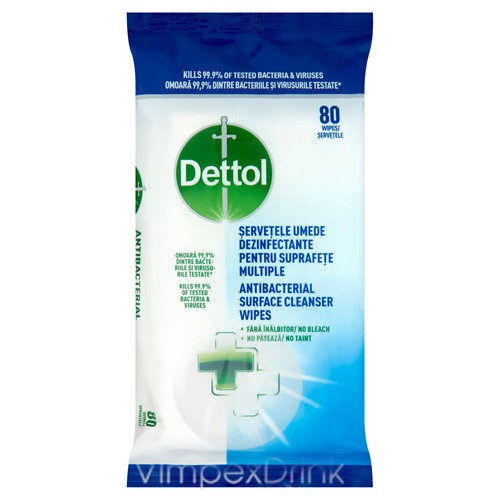 Dettol Antibak. felülettisztító kendő 80 db