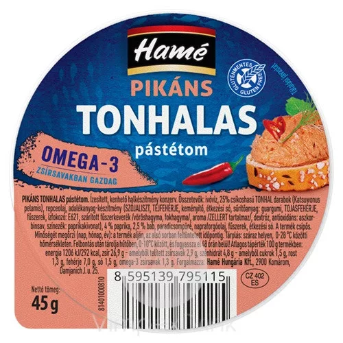 Hamé pástétom tonhalas pikáns 45g