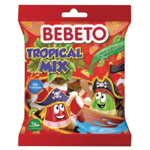 Bebeto Tropical Mix töltött gumicukor 80g